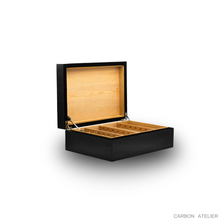 Load image into Gallery viewer, Medium Carbon Fiber Cigar Humidor Open
